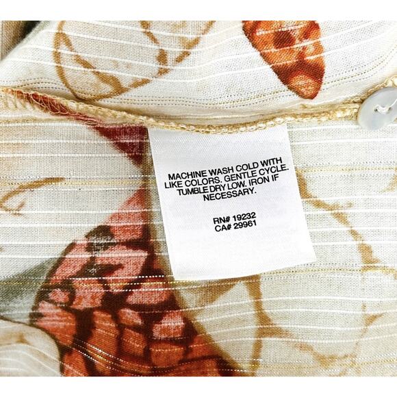 Alfred Dunner Women Shirt Top Sz 18 Button Front Tropical Tan Rust Gold Threads - Picture 15 of 15